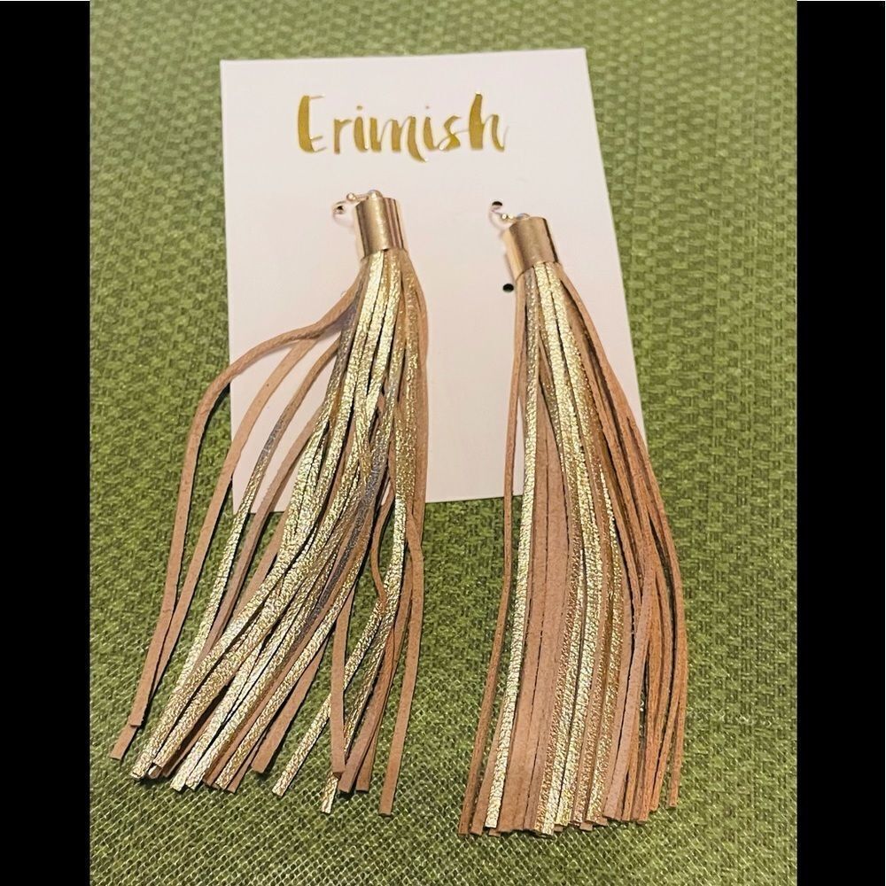 NWT Erimish Gold Tassle Dangle Earrings.
